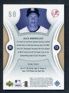 2007 SP Authentic Ex Rod Alex Rodriguez Mets SP  