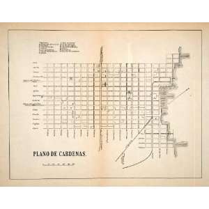   Caribbean Map City Plan Cardenas   Original Lithograph