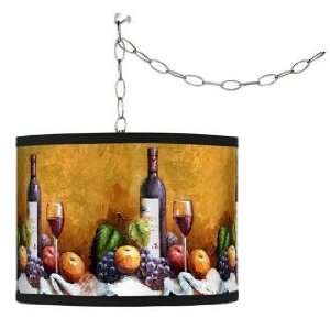  Swag Style Wine and Fruit Shade Plug In Chandelier