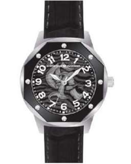 CHRISTIAN AUDIGIER Mens New BLack Leather Band Watch  