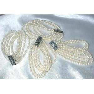  Wholesale 4 Pcs 5 rows Multistrands White Pearl Silver 