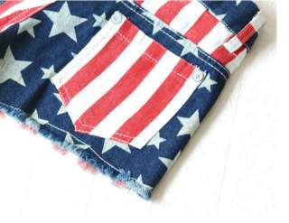 Japan USA American Flag Handle Star Short Jeans Short Pants Cowboy 