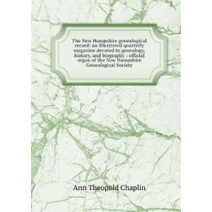   of the New Hampshire Genealogical Society Ann Theopold Chaplin Books
