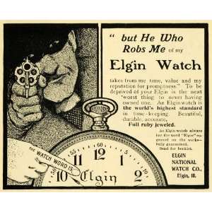  1901 Ad Elgin National Pocket Watch Time Piece Robber 