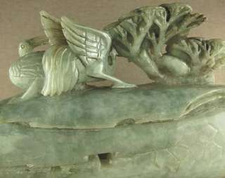 CHINESE OLD JADEITE JADEITE STATUE WITHERED TREE WITH BIRD  