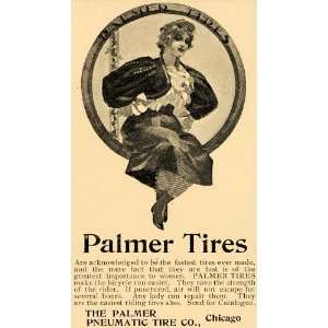   Palmer Tires Pneumatic Chicago Woman Bicycle   Original Print Ad Home
