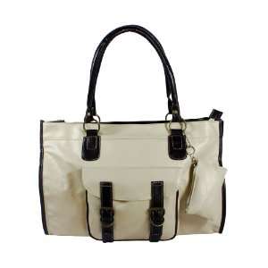   Double Handle Front Pocket Leatherette Satchel Bag Handbag Purse: Baby