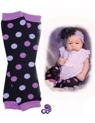 007) Grape Gum Drop Purple & Black Polka Dots baby Leg Warmers Baby 