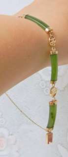 Chinese Jadeite Jade Nephrite SOLID 14K Gold Bracelet  