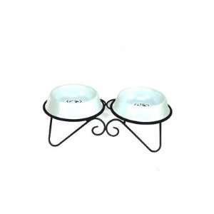  Pets DDSWHT Double Diner Dog Stand with 2 Bowls in White: Pet Supplies