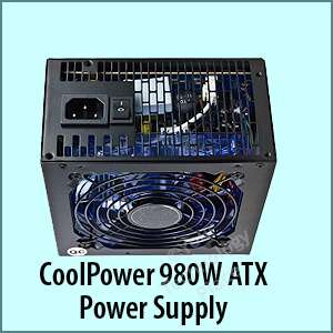 Cool Power Gamer 980 Watt PC ATX SATA PCIe Power Supply 120mm Blue LED 