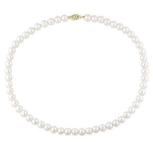  8 8.5 mm White Culture Pearl Necklace in 14k Yellow Gold 