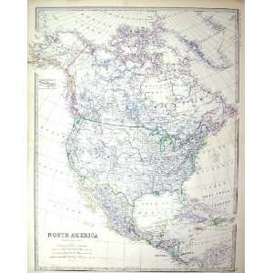  Johnston Antique Map North America Mexico Florida Cuba 