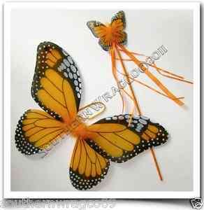 ORANGE MONARCH BUTTERFLY WINGS and WAND SET . SAME DAY SHIP  