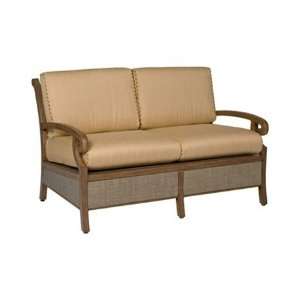   Cushion Arm Patio Loveseat Olive Wood Finish Patio, Lawn & Garden