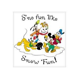  Disney Wood Mounted Christmas Stamp MICKEY MOUSE SNOW FUN 
