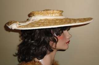 Vintage 50s Wide Brim Straw Cartwheel Hat by Jeanne Tete  