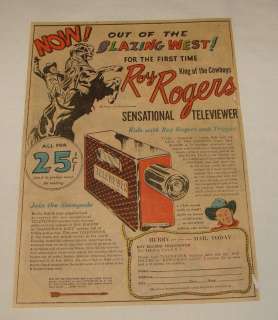 1950 ad page ~ ROY ROGERS TELEVIEWER  