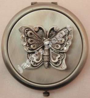 Pewter Butterfly Compact Pocket Makeup Mirror PTC5739  
