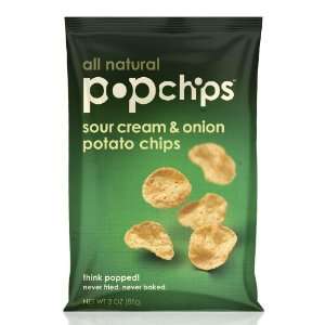 Popchips Sour Cream & Onion Potato Chips, 3 oz (Pack of 4)  