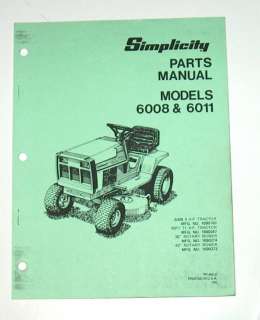 Simplicity Riding Mower Parts Manual 6008 6011 Series  
