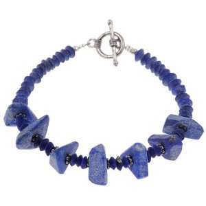   Blue Lapis Lazuli Bracelet With Antiqued Silver Beads: Jewelry