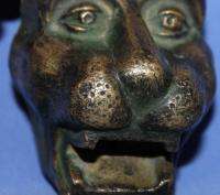 Antique Art Deco Solid Bronze Lion Beast Head Figurine  