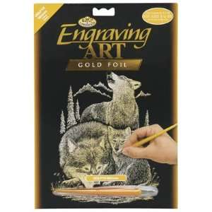  Royal Brush   Gold Foil Engraving Art Wolves (Metal Art 