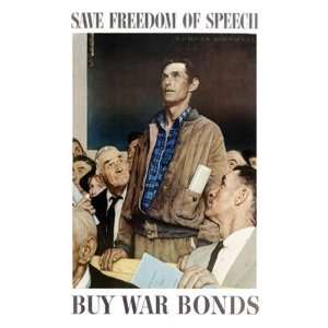WWII, Save Freedom of Speech Giclee Poster Print, 32x44  