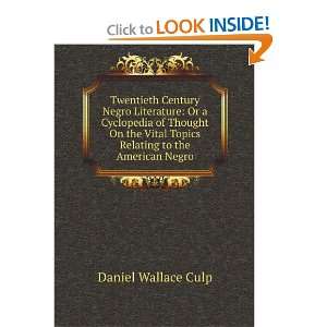   Topics Relating to the American Negro Daniel Wallace Culp Books