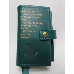  Big Book & 12 Steps & 12 Traditions Book Cover Medallion Holder Green