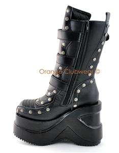 DEMONIA Womens Cyber Goth Punk 5 Platform Boots Shoes  