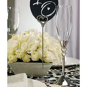 Silver Wedding Table Number Holders   Double Heart Stationery Holders 