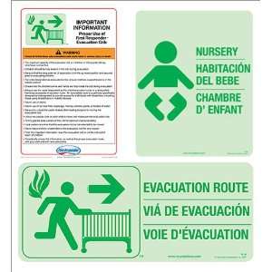 First Responder Sign Kit. Includes 3 Evacuation Route Signs, 1 Nursery 