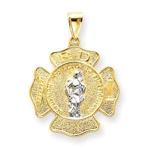  14k Gold Saint Florian Medal Pendant: Jewelry