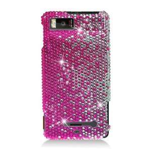   Droid X X2 Pink Silver Vertical Full Diamond Bling Hard Case Cover