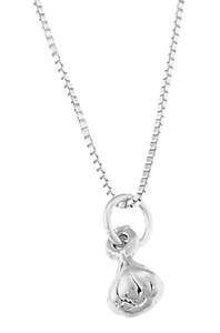STERLING SILVER GARLIC ONION BULB CHARM WITH BOX CHAIN NECKLACE  
