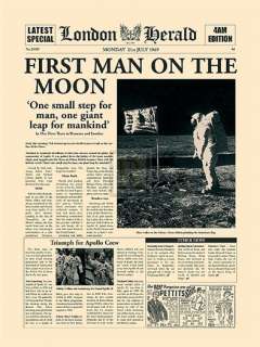 First Man On The Moon reimagined newspaper front page  