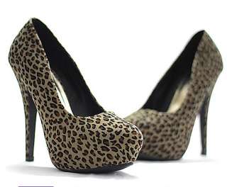 Ladies Leopard High Heel Pumps Stiletto Spike Party Platform New Shoes 