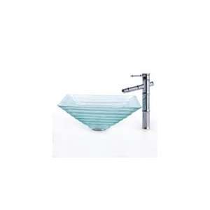  Kraus Alexandrite Square Glass Sink and Bamboo Faucet 