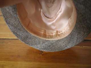   Tweed NEWPORT Herringbone Plaid Bucket Fedora RAin Hat Large  