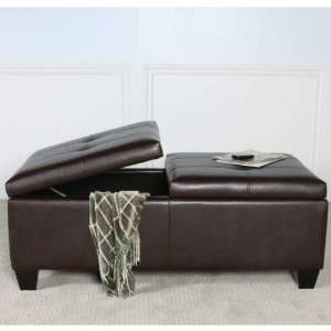  Alfred Leather Storage Ottoman (Brown) (25H x 51W x 19D 