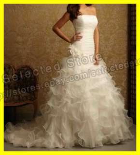   Strapless Floor Length Organza Wedding Dresses Bridal Gowns  