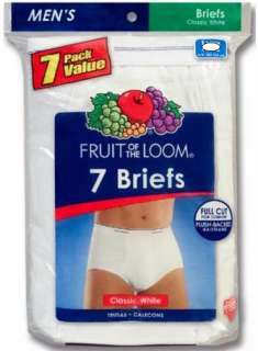 PACK MENS FRUIT OF THE LOOM WHITE BRIEFS S 3XL  