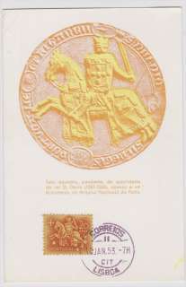 Portugal Equestrian Seal of King Diniz 1953 Maximum Card Postcard Sc 