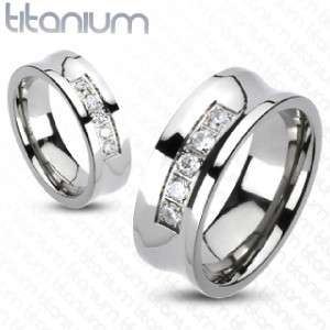 MENS SIMULATED DIAMOND ROW TITANIUM WEDDING RING sz 10  