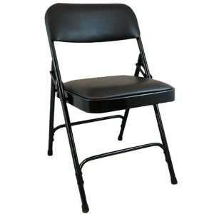  Advantage Black Vinyl Padded Folding Chair   Black Metal 