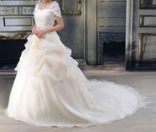 Ivory Chiffon Off Shoulder Wedding Dress w/ Train M XL  