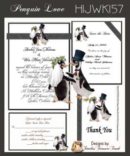 Delux Penguin Love Wedding Invitation Kit on CD  