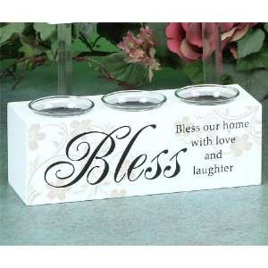    Bless Inspirational Ivory 3 Votive Candle Holders: Home & Kitchen